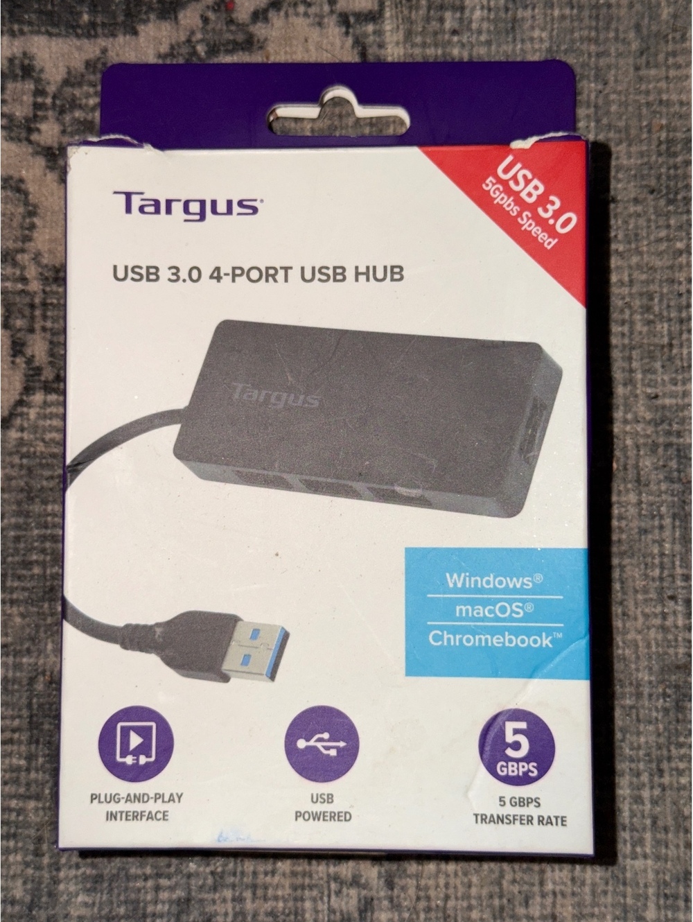 Targus USB 3.0 4-Port USB Hub - SuperSpeed 5Gbps Transfer Rate